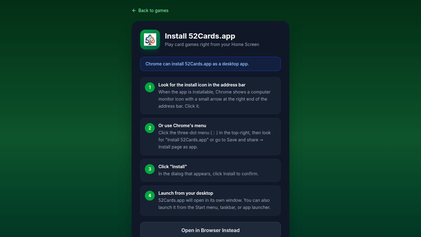 52Cards.app screenshot